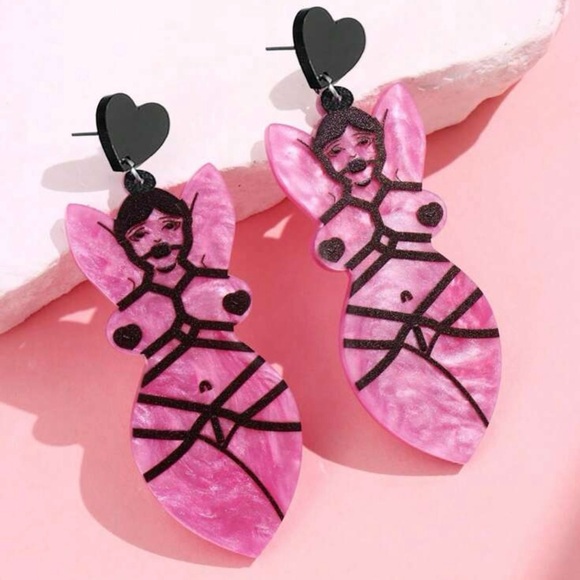 1pair Unique And Funny Heart Shape,BDSM life style Earrings,Gift For Women, fun! - Picture 2 of 7